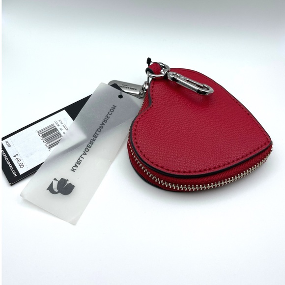 Authentic Karl Lagerfeld heart shaped zip around coin purse key ring - Picture 2 of 3